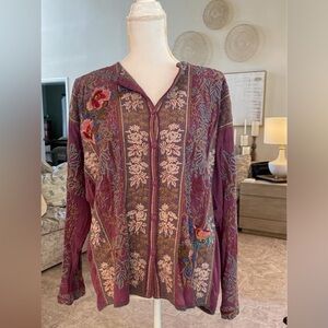 Johnny Was embroidered gauze top